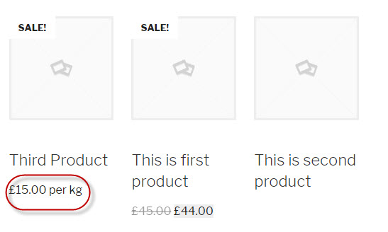 pricing display on the product 