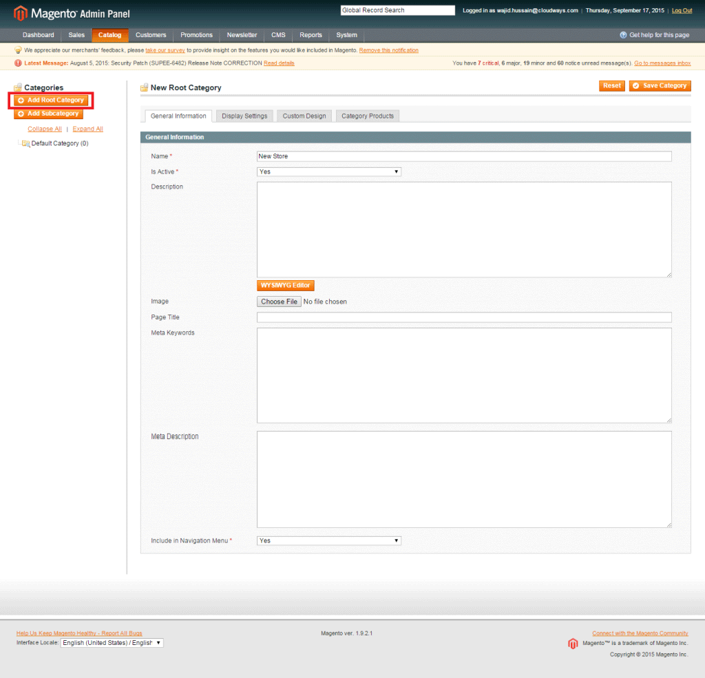 Magento Root Category