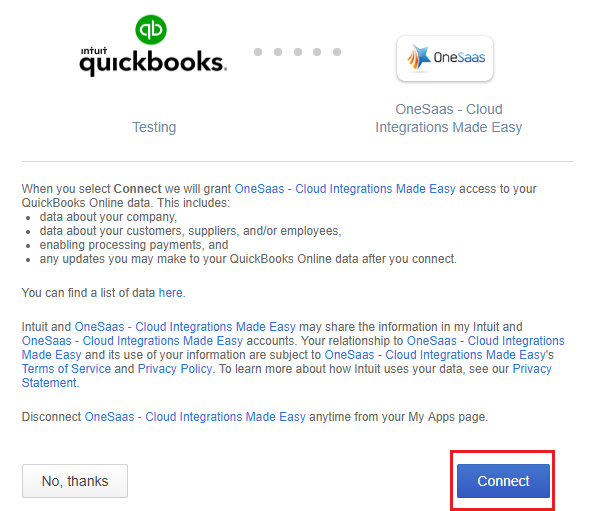 Connect QuickBooks with OneSaas