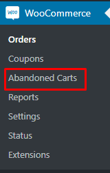 Abandoned Carts Tab