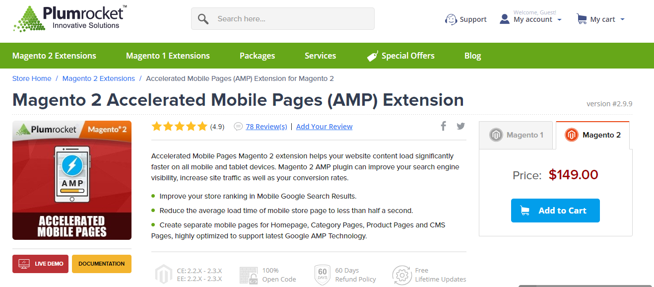 Accelerated Mobile Pages By Plumrocket Magento Optimization