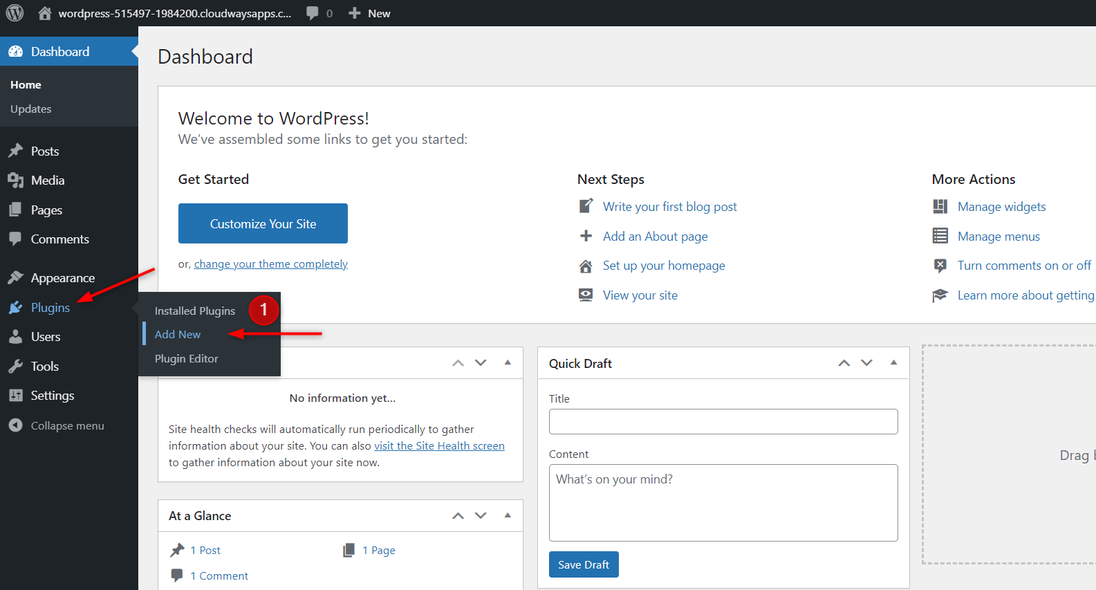 Access your WordPress dashboard and navigate to Plugins Add New