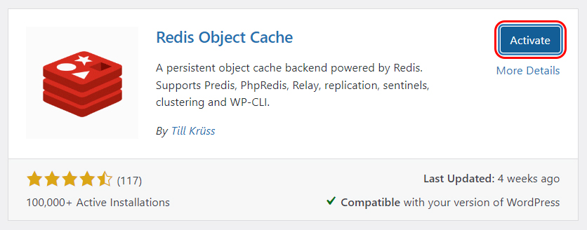 Activate Redis Object Cache