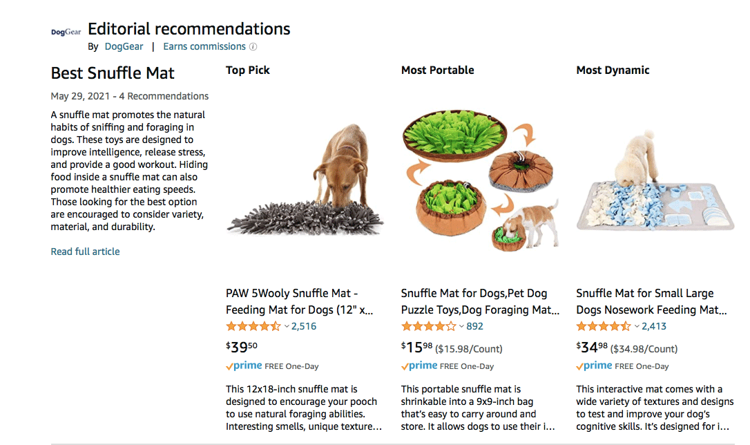 Amazon Editorial Recommendation example