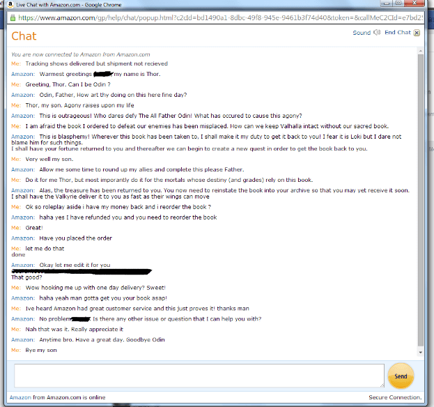 Amazon customer service rep example