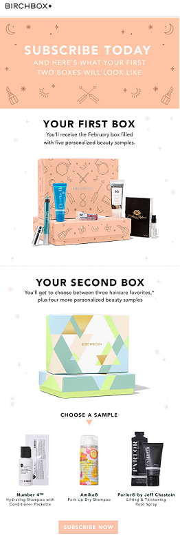 Birchbox's email well-placed CTA