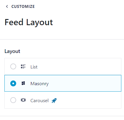 Click Feed Layout to select from 3 layout
