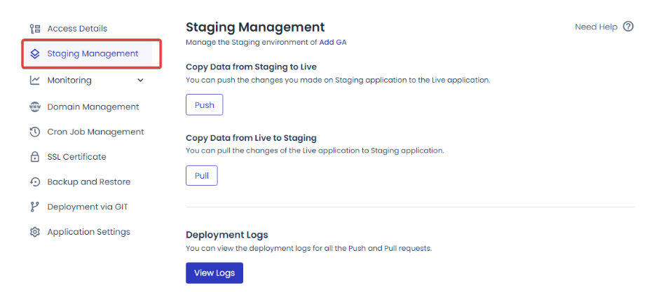 Click on Staging Management.