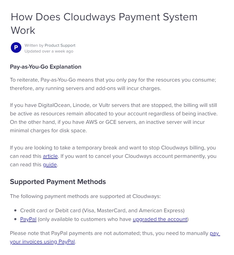 Cloudways Payment System