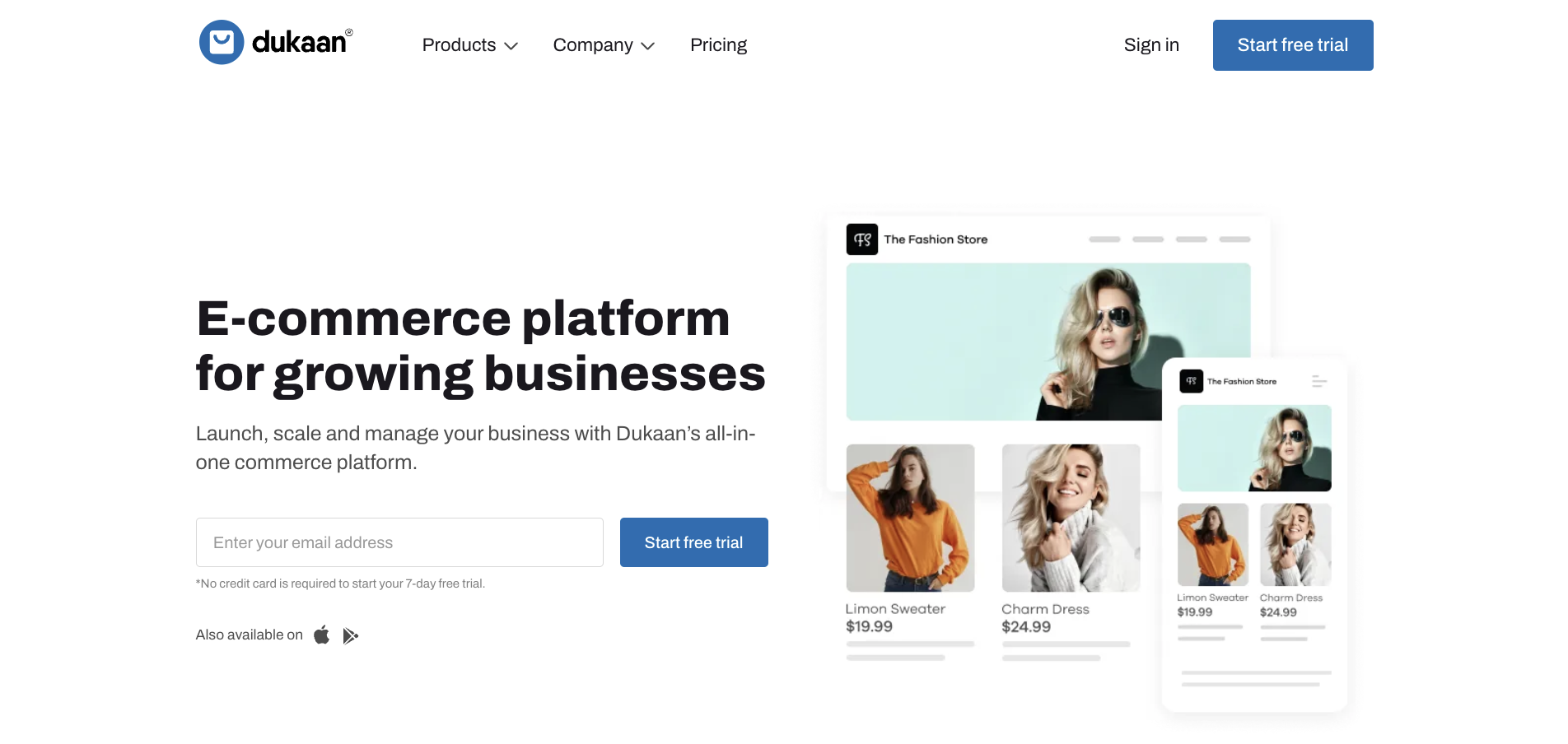 Dukan ecommerce platform homepage