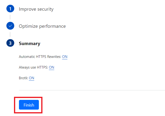 Finish the cloudflare recommended settings