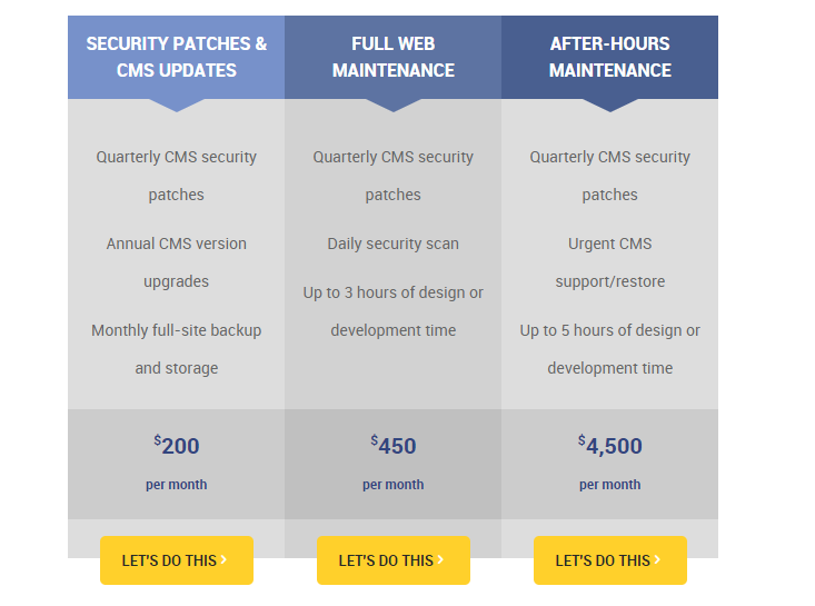 WebFX Maintenance Packages