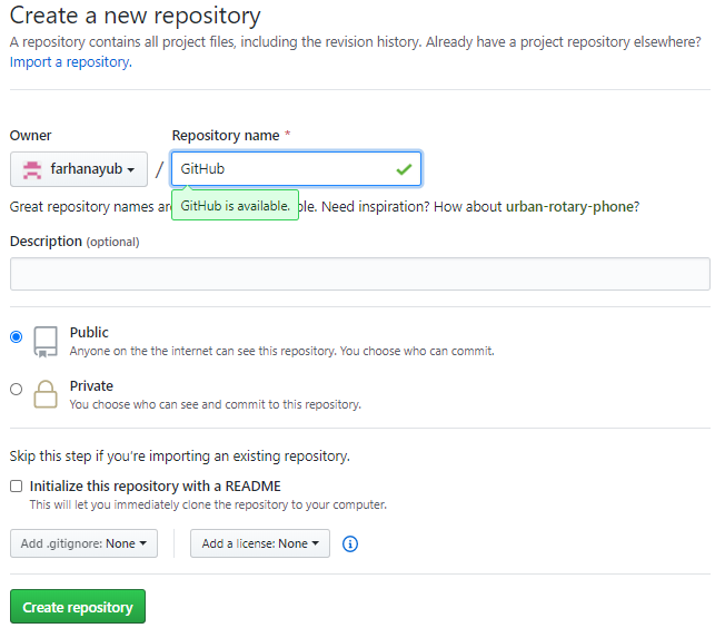 create new github repository