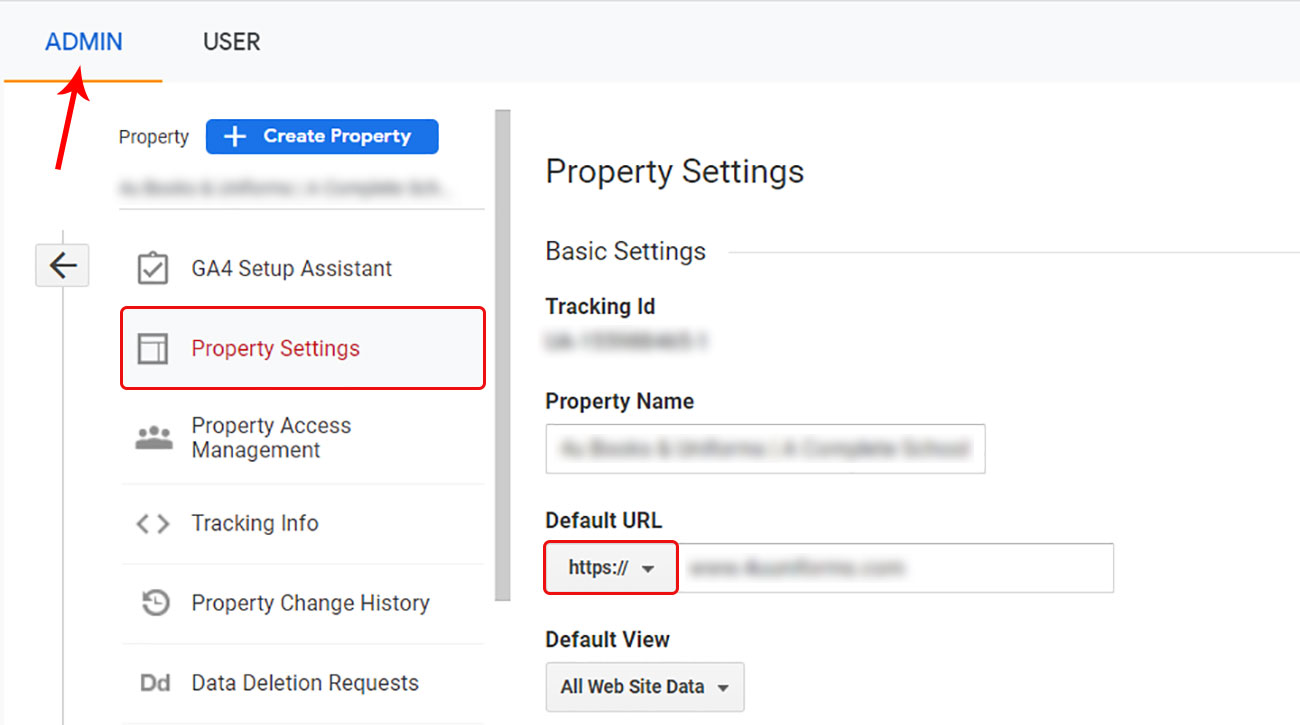Google-analytics-property-setting