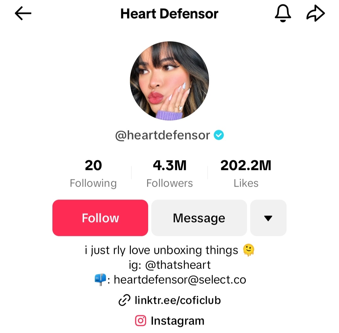 Heart Defensor tiktok account