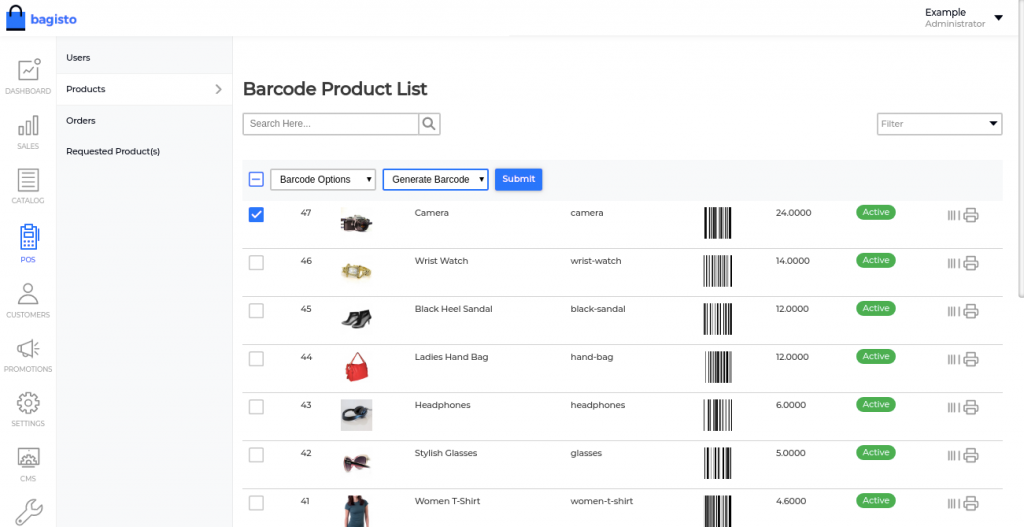 barcode product list