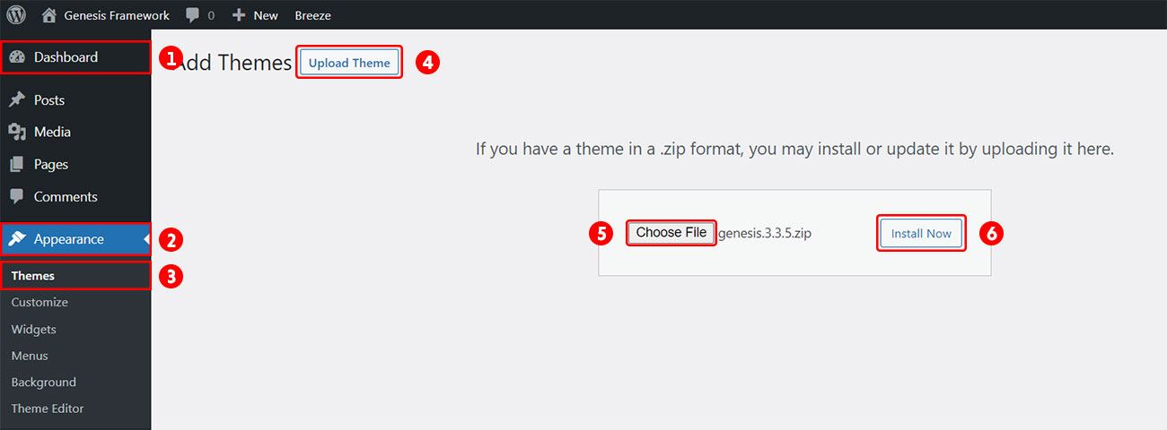 How to Install Genesis Framework and Child Theme