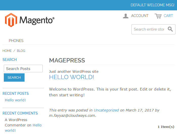 Integrated WordPress In Magento