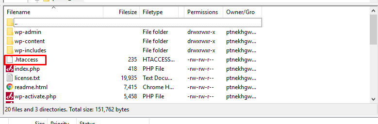 Locate the .htaccess file within the public_html folder