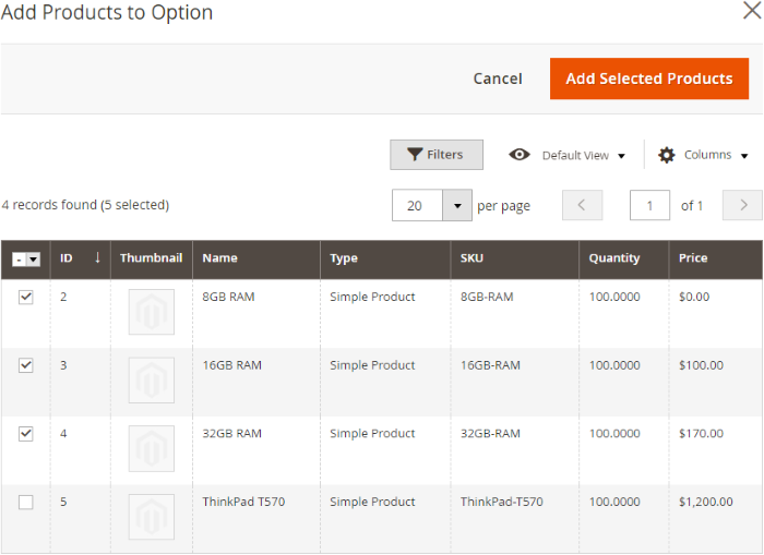 Magento 2 Add Selected Products