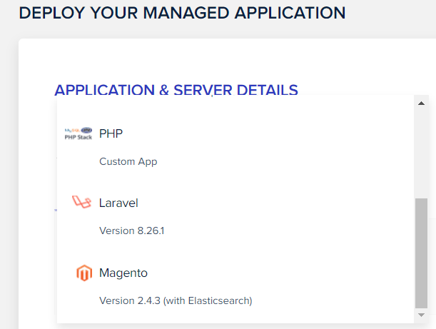 Magento 2 Hosting 3 Select Application