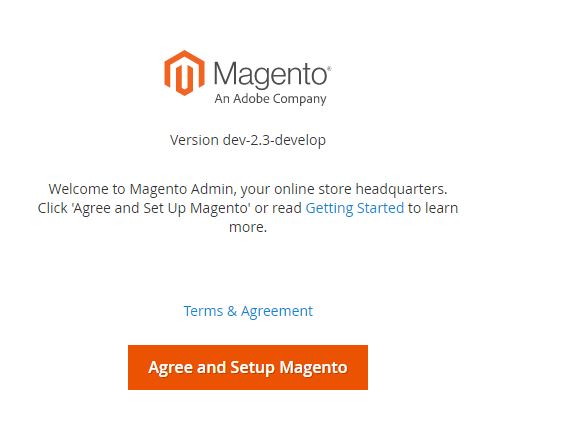 Magento setup process in your web browser