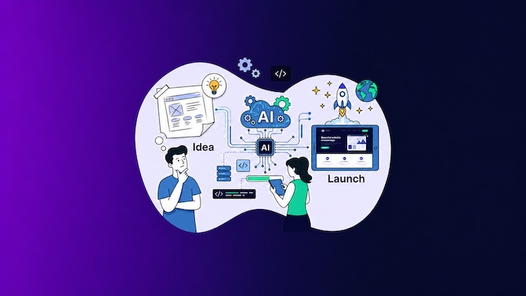 AI website builder turning a text prompt into a live website