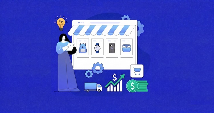 Entrepreneur reviewing dropshipping store performance on a laptop