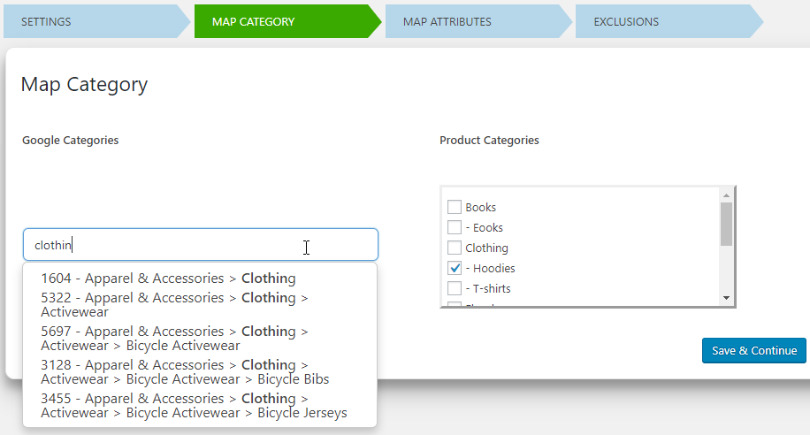 Map Product Categories with Google Categories