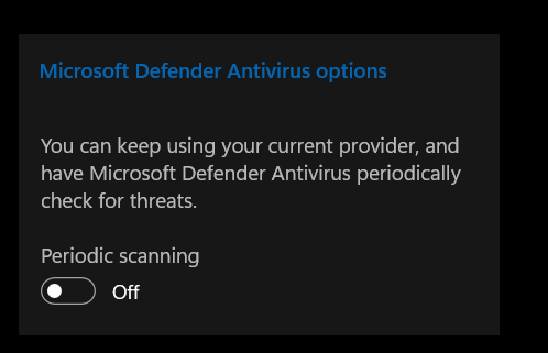 Microsoft Defender Antivirus options