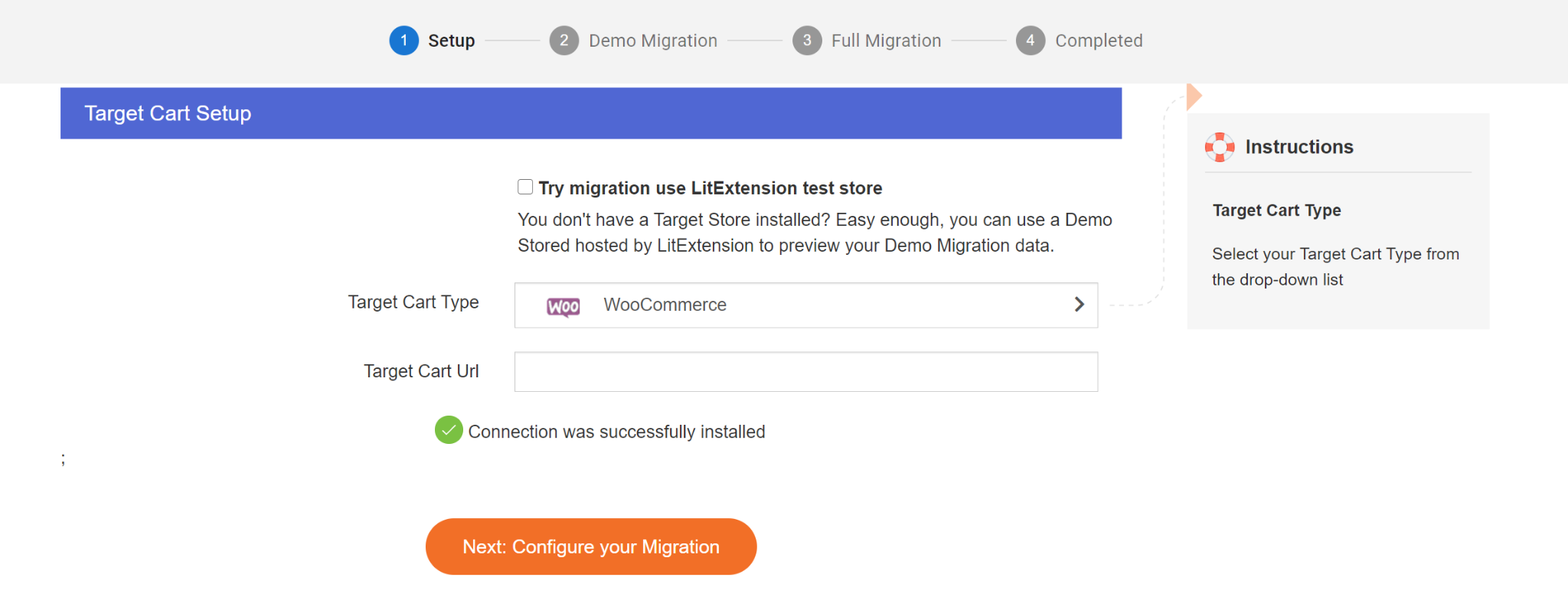 TargetCard setup for OpenCart to WooCommerce migration