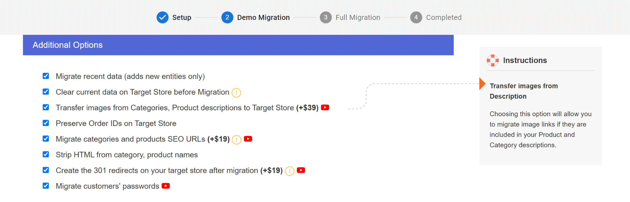 Additional Options for OpenCart to WooCommerce migration