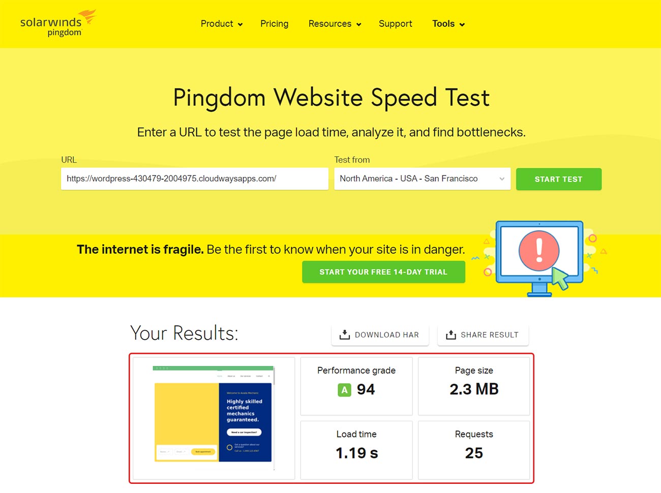 Pingdom-website-test