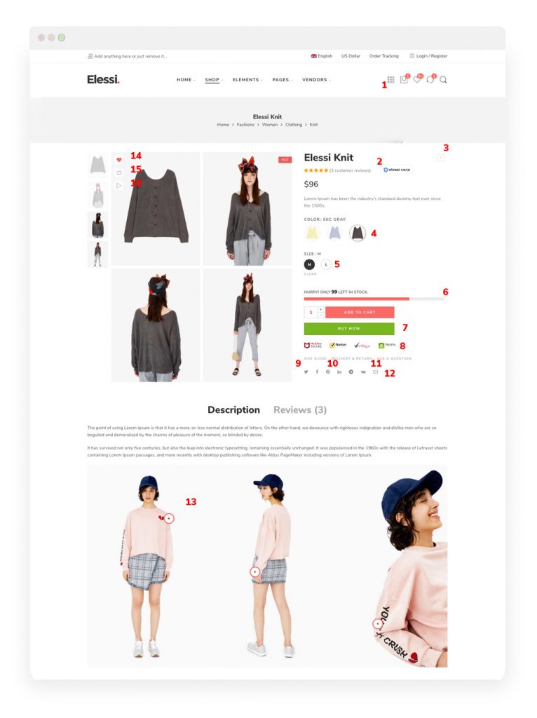 Elessi WooCommerce Theme Product page
