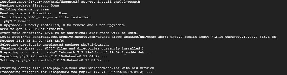 Run 'apt-get install php7.2-bcmath' to install the php7.2-bcmath extension