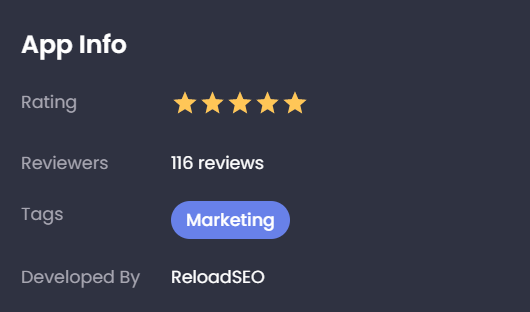 SEO Content Optimization by ReloadSEO rating