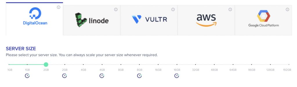 Cloud Provider & server size