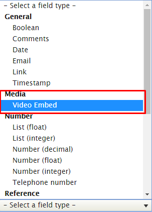 embed video dropdown