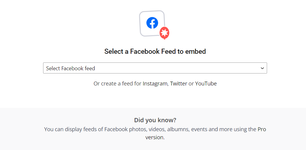 Select the desired Facebook feed