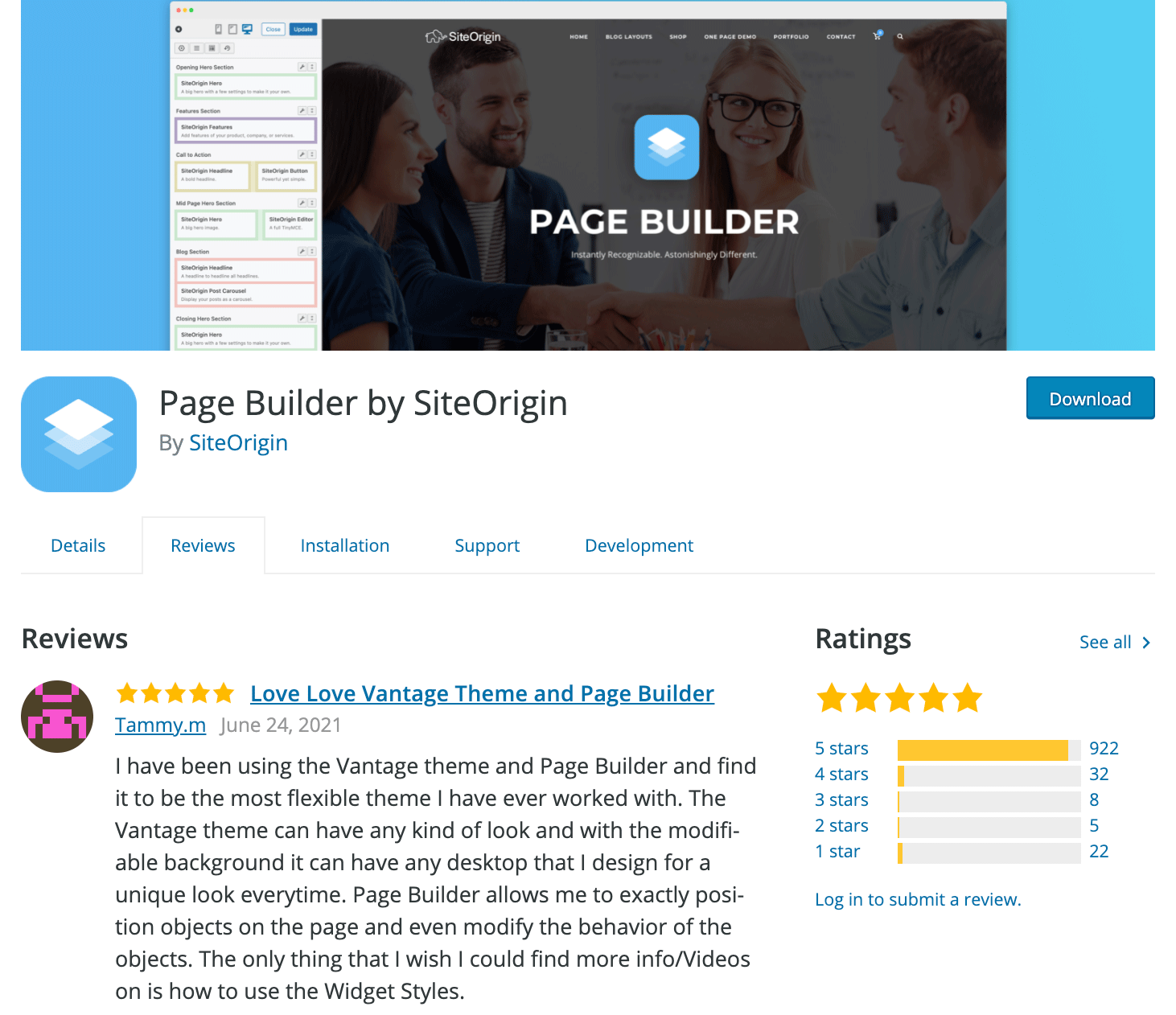 page builder by siteorigin official plugin page