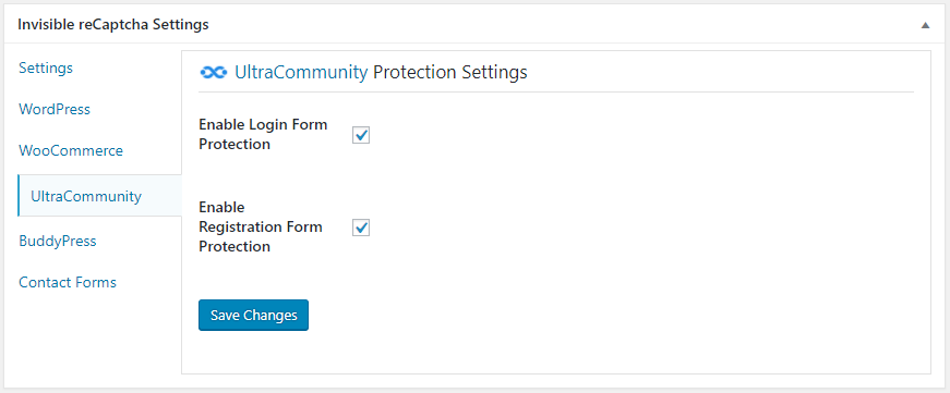 Ultra Community Protection Settings