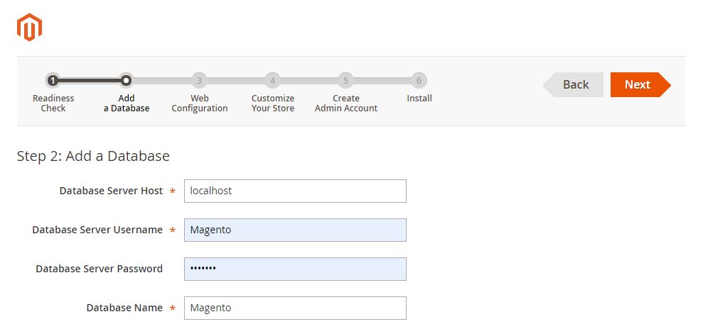 View the Magento database details created on Google Cloud