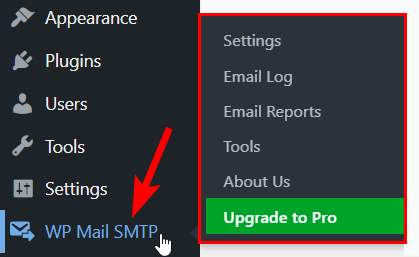 WP Mail SMTP on WP Admin menu bar