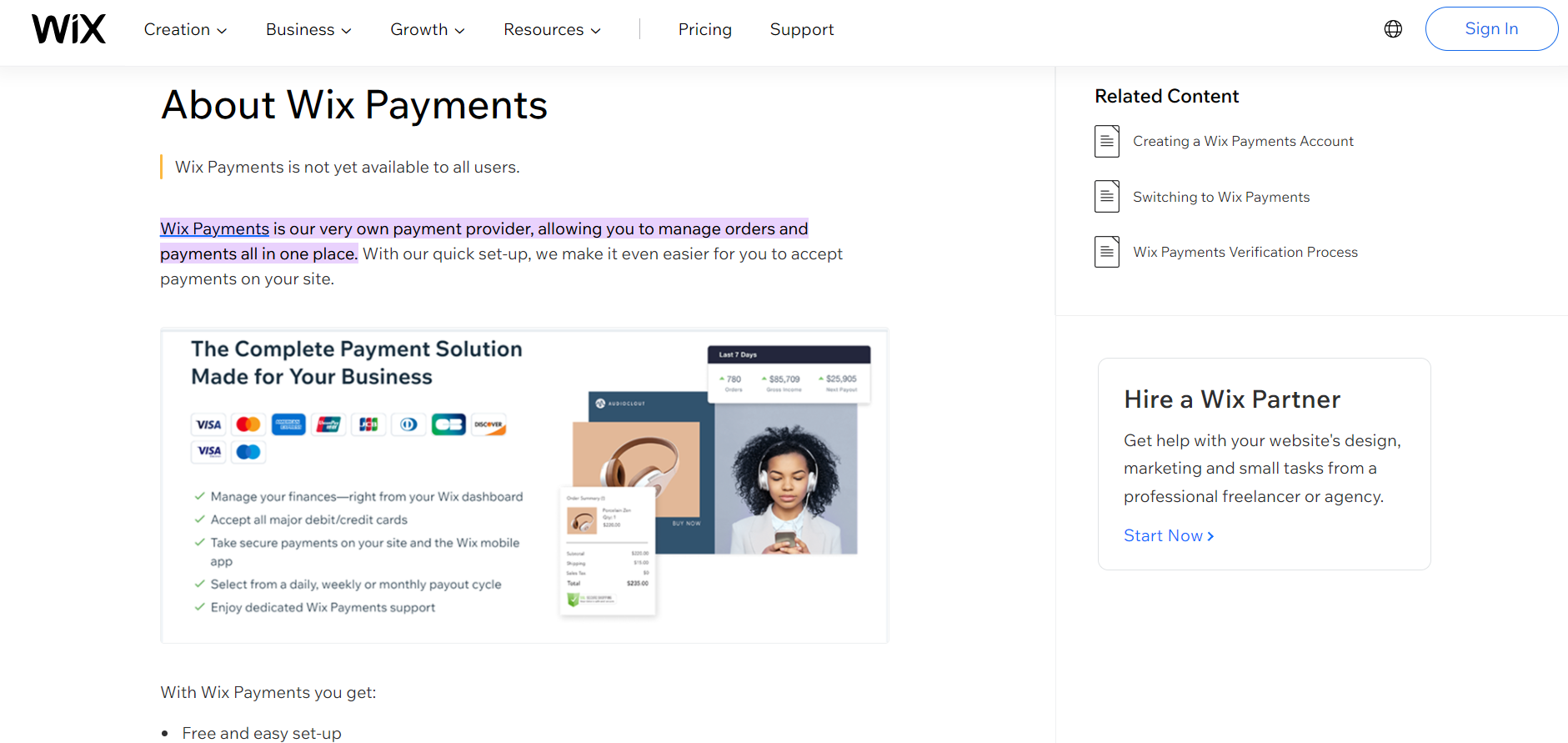 Wix - Payment Options