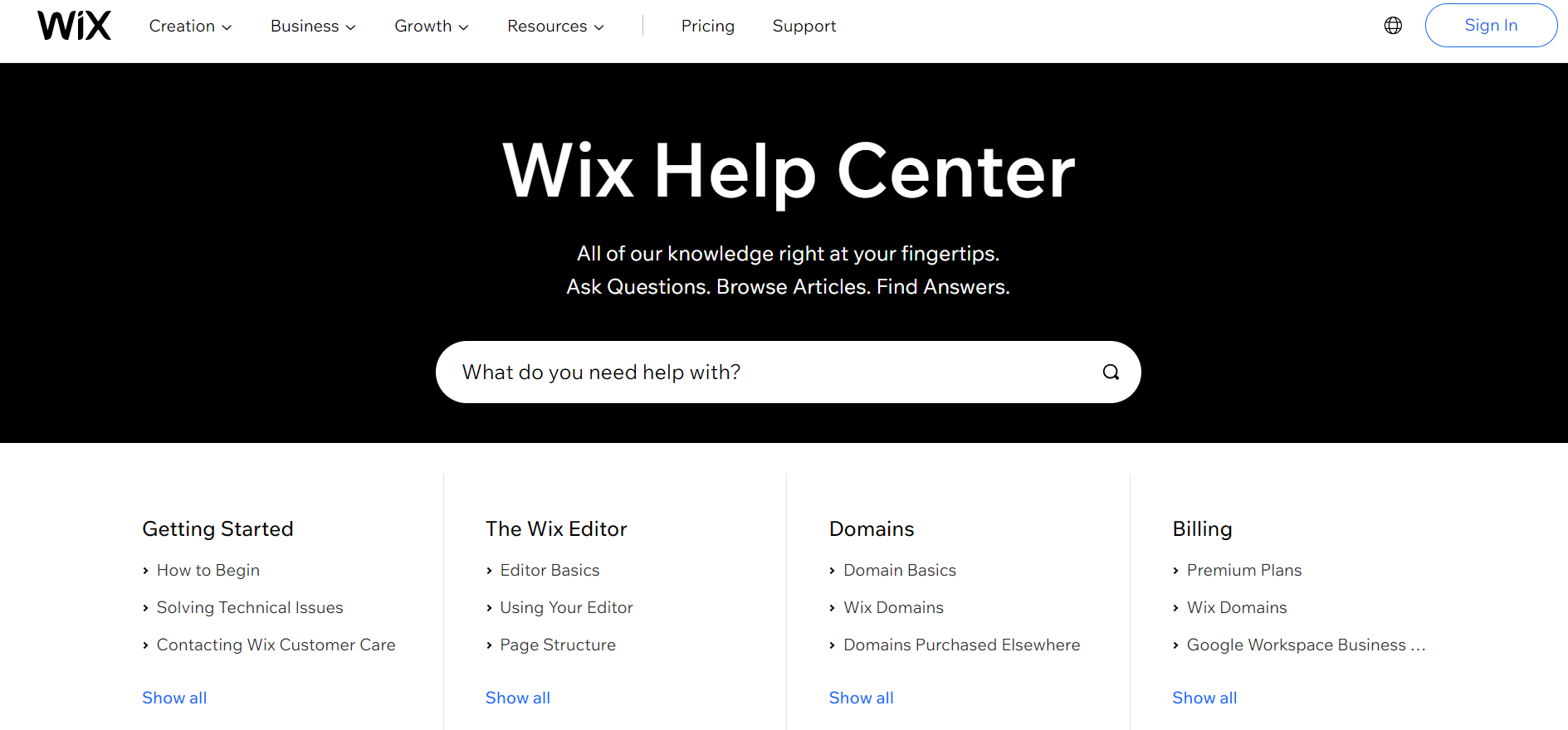Wix - Support