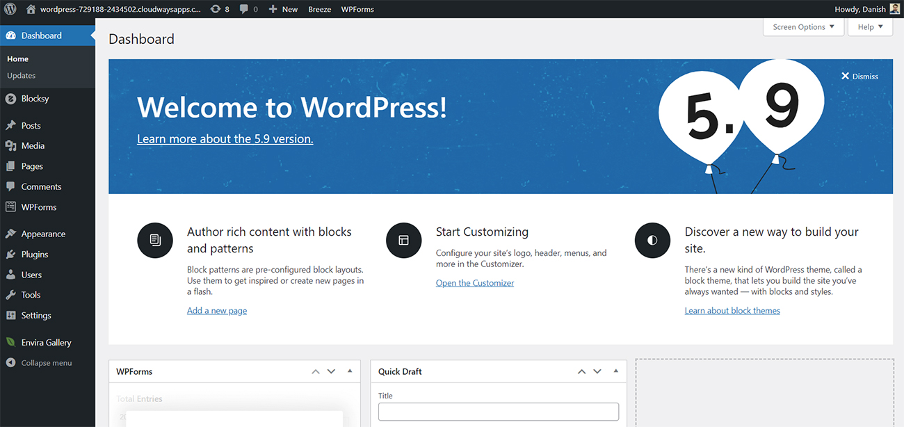 WordPress Welcome Screen