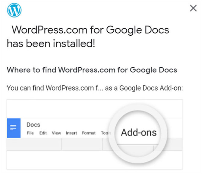 WordPress-for-google-doc-installed