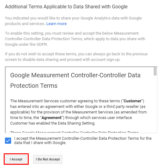 accept terms 2 - magento google analytics