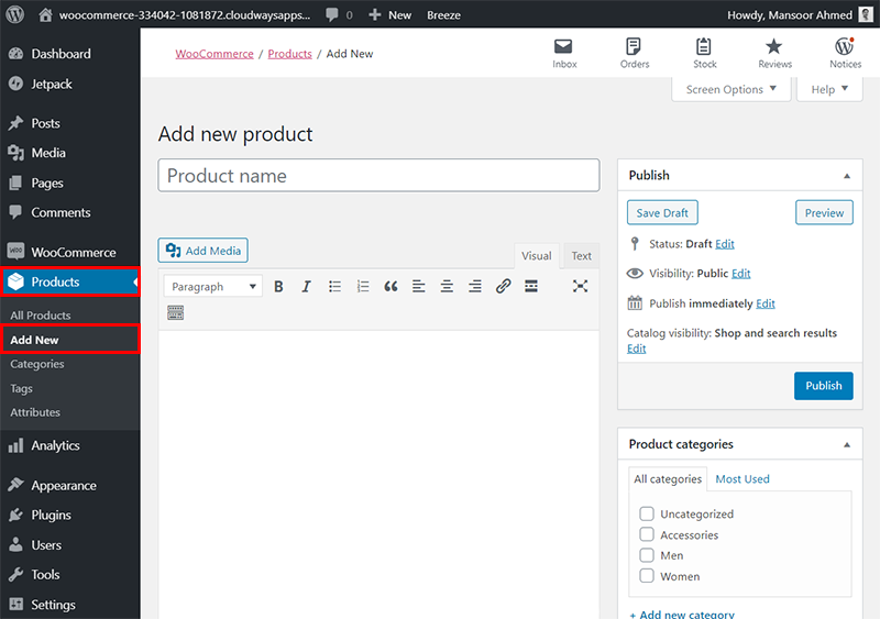 add new woocommerce products