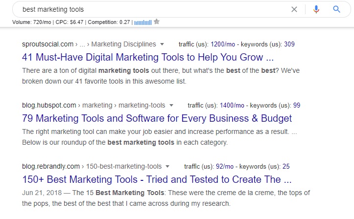 best marketing tools results on google